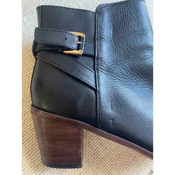 Sam Edelman "Marlene" Black Leather Buckle Round Toe Ankle Booties Size 9.5 M - Picture 2 of 10